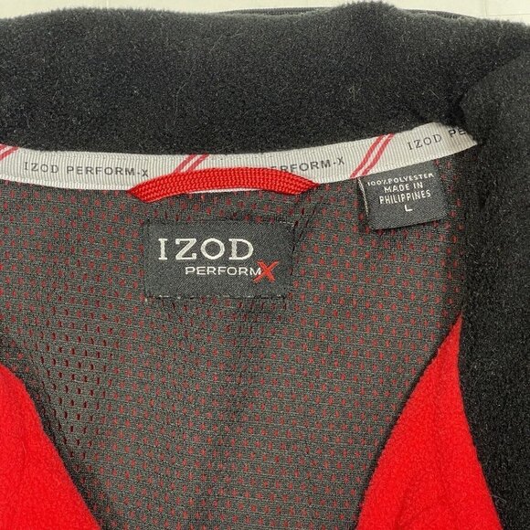 IZOD PERFORM-X Macro Fleece Softshell Jacket Men Large Red Full Zip Gorp‎ Core - Picture 8 of 16